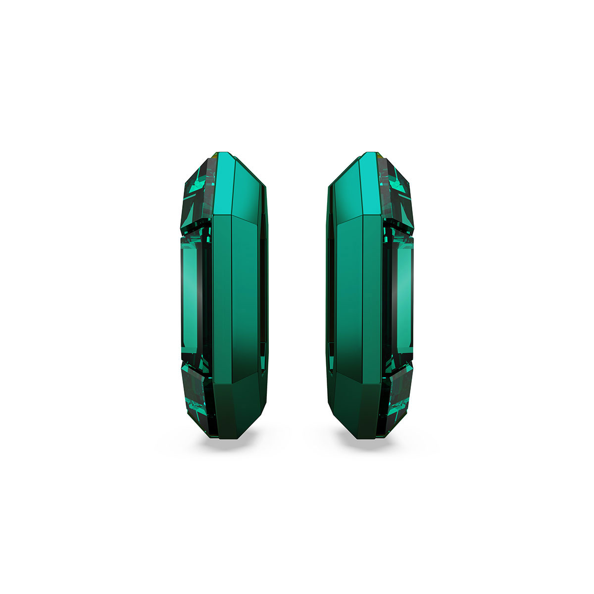 Swarovski Lucent Octagon Green Hoop Pierced Earrings, Pair